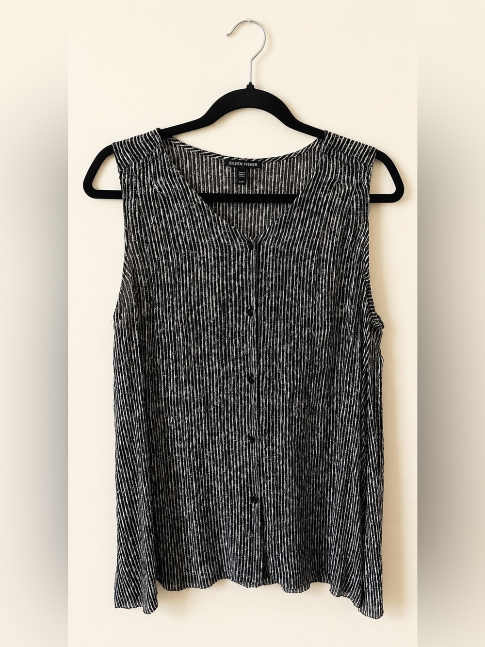 Eileen Fisher Elemental Printed Crinkle Silk Tank Size Large